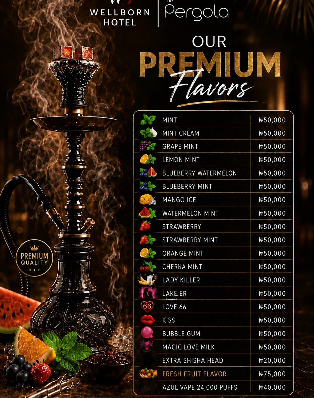 shisha Menu